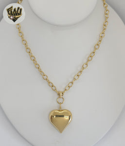 (4-7082) Stainless Steel - 5mm Rolo Link Heart Necklace - 16".