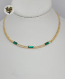 (1-6106) Gold Laminate - 4mm Curb Link Zircon Necklace - 16".