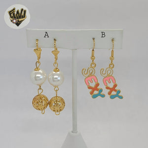 (1-1232) Gold Laminate - Long Earrings - BGO