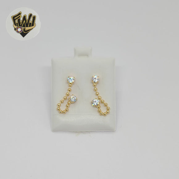 (1-1237-5) Gold Laminate - Double Zircon Earrings - BGF