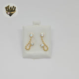 (1-1237-5) Laminado de Oro - Pendientes Doble Circón - BGF