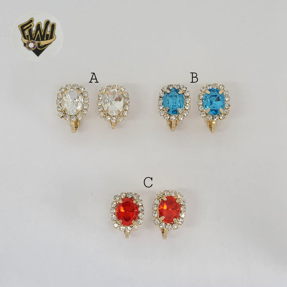 (1-1192-1) Gold Laminate -  Zircon Oval Clip Earrings - BGF
