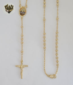 (1-3362-2) Gold Laminate - 4mm Our Lady of Charity Rosary Necklace - 24" - BGO.
