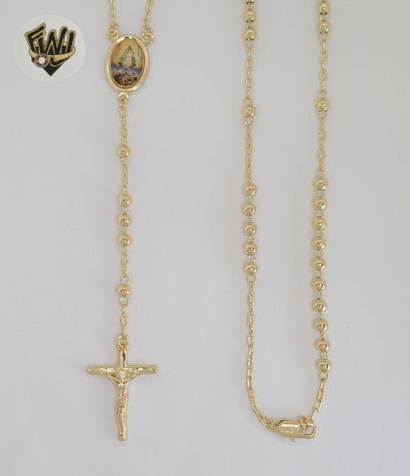 (1-3362-2) Gold Laminate - 4mm Our Lady of Charity Rosary Necklace - 24
