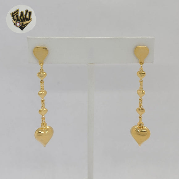 (1-1228) Gold Laminate - Heart Long Earrings - BGF