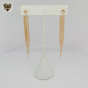 (1-1244-4) Gold Laminate - Heart Long Earrings - BGF