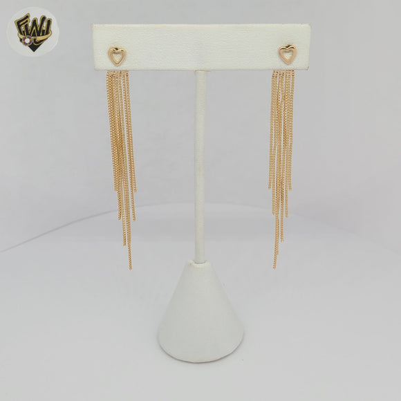 (1-1244-4) Gold Laminate - Heart Long Earrings - BGF
