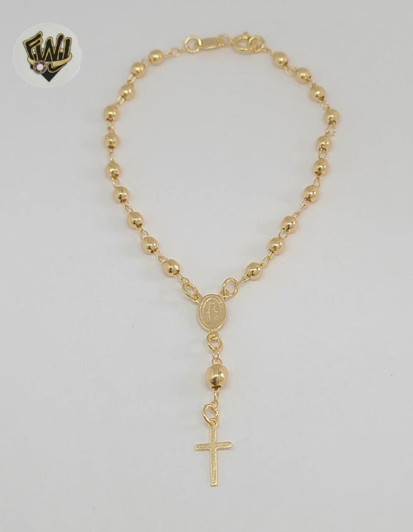 (1-3316-1) Gold Laminate - 3.5mm Miraculous Hand Rosary - 7