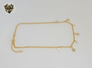 (1-0149) Gold Laminate - 2mm Link Charms Anklet - 10" - BGF