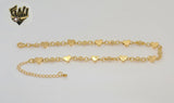 (1-0246) Gold Laminate - 4mm Heart Anklet - 9.5" - BGF