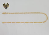 (1-0005) Laminado de oro - Tobillera con eslabones Figaro de 3 mm - 11" - BGF
