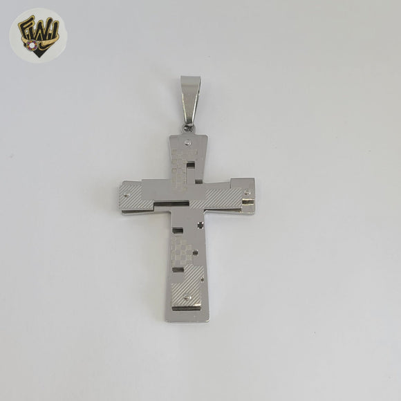 (4-2376) Stainless Steel - Carved Cross Pendants.
