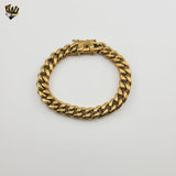 (4-4033) Stainless Steel - 10mm Curb Link Men Bracelet.
