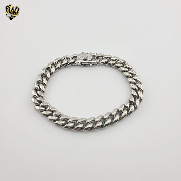 (4-4049) Stainless Steel - 10mm Curb Link Men Bracelet - 9