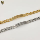 (4-4256) Stainless Steel - 10mm Curb Link Plate Bracelet - 8.5"