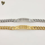 (4-4230) Acero inoxidable - Brazalete con placa de eslabones curvos de 10 mm - 8"