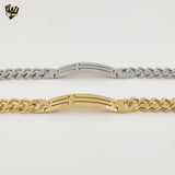 (4-4230-2) Acero inoxidable - Brazalete con placa de eslabones curvos de 10 mm - 8"