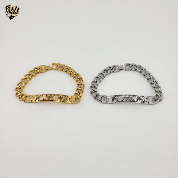 (4-4256) Acero inoxidable - Brazalete con placa de eslabones curvos de 10 mm - 8,5