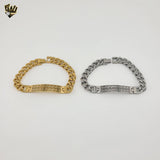 (4-4256) Stainless Steel - 10mm Curb Link Plate Bracelet - 8.5"