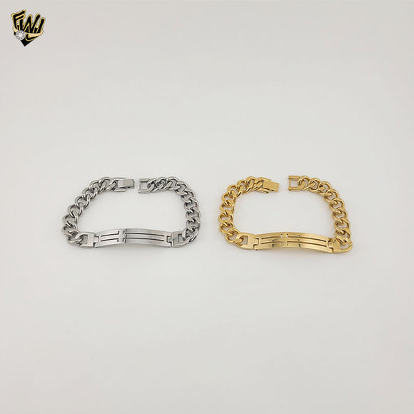 (4-4230-2) Stainless Steel - 10mm Curb Link Plate Bracelet - 8
