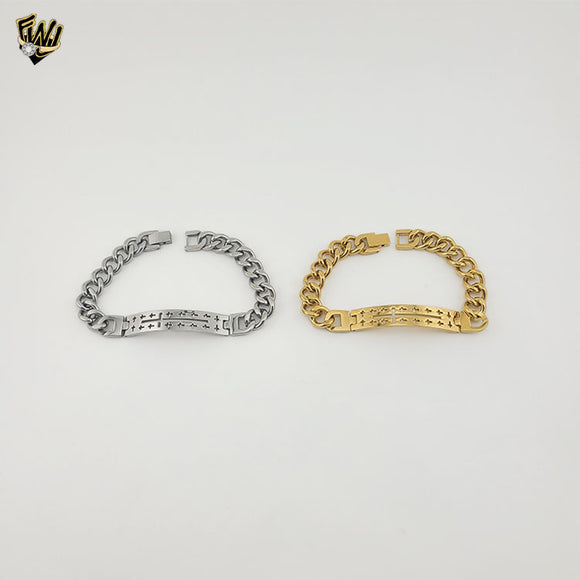 (4-4230) Stainless Steel - 10mm Curb Link Plate Bracelet - 8