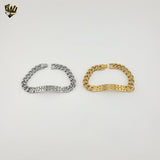 (4-4230) Acero inoxidable - Brazalete con placa de eslabones curvos de 10 mm - 8"