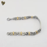 (4-4063) Stainless Steel - 10mm Two Tones Bracelet for Men - 9"