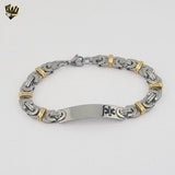(4-4063) Stainless Steel - 10mm Two Tones Bracelet for Men - 9"