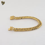 (4-4070) Pulsera de eslabones curvos de acero inoxidable de 11 mm para hombre.