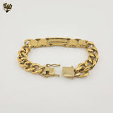 (4-4216) Acero inoxidable - Brazalete de eslabones curvos alternativos de 12 mm - 9"