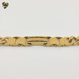 (4-4216) Acero inoxidable - Brazalete de eslabones curvos alternativos de 12 mm - 9"