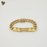 (4-4216) Acero inoxidable - Brazalete de eslabones curvos alternativos de 12 mm - 9"