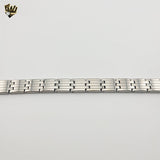 (4-4007) Acero inoxidable - Brazalete de 12 mm para hombre - 8"