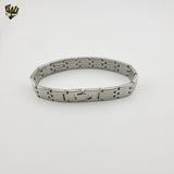 (4-4007) Acero inoxidable - Brazalete de 12 mm para hombre - 8"