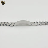(4-4220) Stainless Steel - 12mm Curb Link Plate Bracelet - 8.5"
