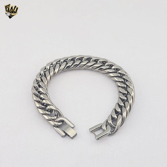 (4-4079) Stainless Steel - 13.5mm Double Curb Link Men Bracelet- 8