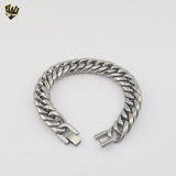 (4-4079) Stainless Steel - 13.5mm Double Curb Link Men Bracelet- 8"