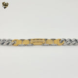 (4-4218) Acero inoxidable - Brazalete de eslabones curvos alternativos de 13 mm - 8,5"