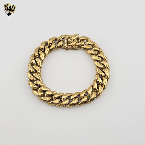 (4-4034) Stainless Steel - 14mm Curb Link Men Bracelet