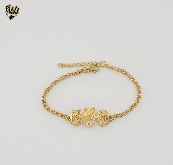 (4-4276) Acero inoxidable - Brazalete de búho Rolo de 1 mm - 7