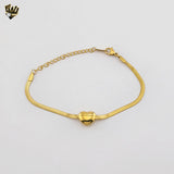 (4-4093) Acero inoxidable - Brazalete con forma de corazón y eslabones en espiga de 3 mm.