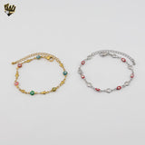 (4-4209) Stainless Steel - 5m Evil Eye Link Bracelet.