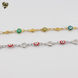 (4-4209) Stainless Steel - 5m Evil Eye Link Bracelet.