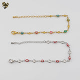 (4-4209) Stainless Steel - 5m Evil Eye Link Bracelet.