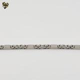 (4-4088) Acero inoxidable - Brazalete de hombre con eslabones alternativos de 6 mm - 8,5".