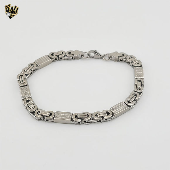 (4-4088) Stainless Steel - 6mm Alternative Link Men Bracelet - 8.5