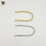 (4-4250) Stainless Steel - 6mm Diamond Cut Figaro Link Bracelet