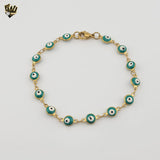 (4-4015) Stainless Steel - 6mm Evil Eye Bracelet - 8"