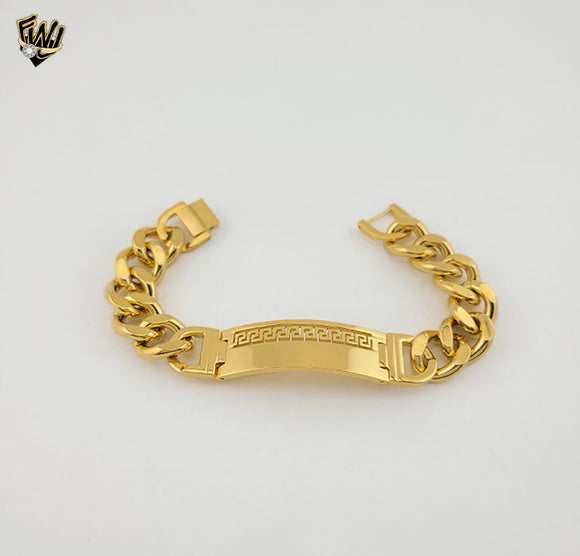 (4-4259) Acero inoxidable - Pulsera para hombre con eslabones curvos de 7 mm - 8,5