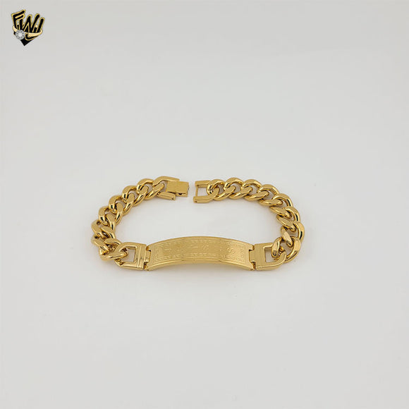 (4-4259) Acero inoxidable - Pulsera para hombre con eslabones curvos de 7 mm - 8,5